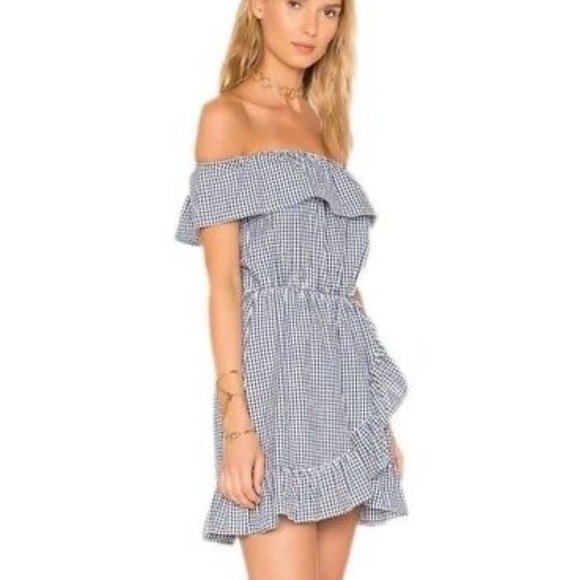 LOVERS + FRIENDS BLUE GINGHAM STRAPLESS DRESS - Picture 3 of 6